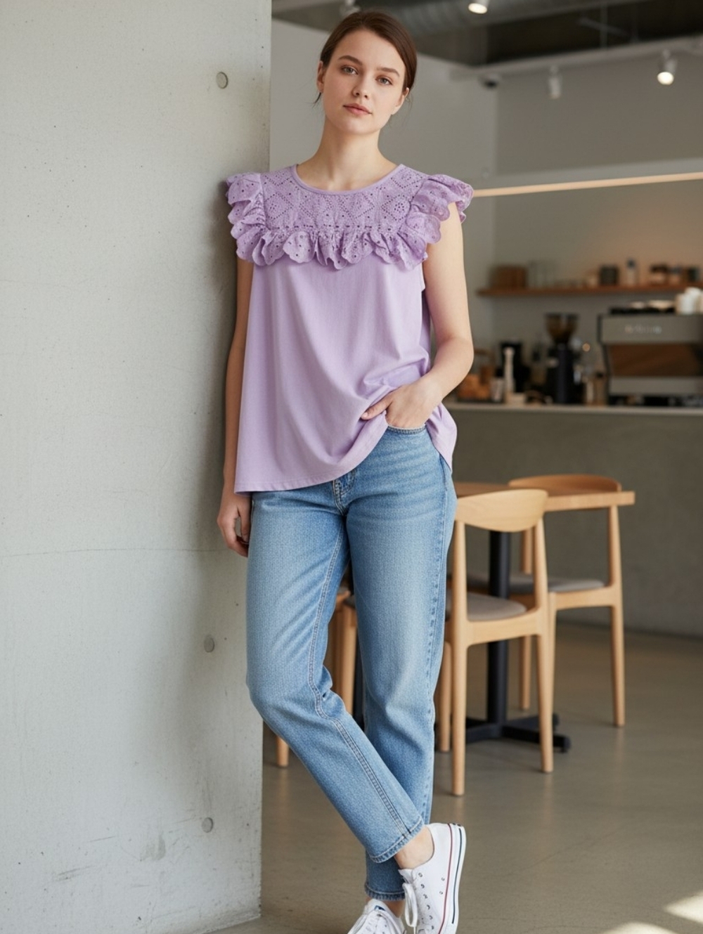 NWOT Lilly Pulitzer Bev Lavender Eyelet Flutter Sleeve Top M Cotton Embroidered